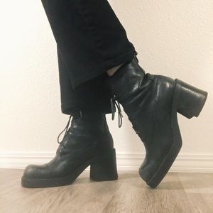 Chunky leather ankle boots